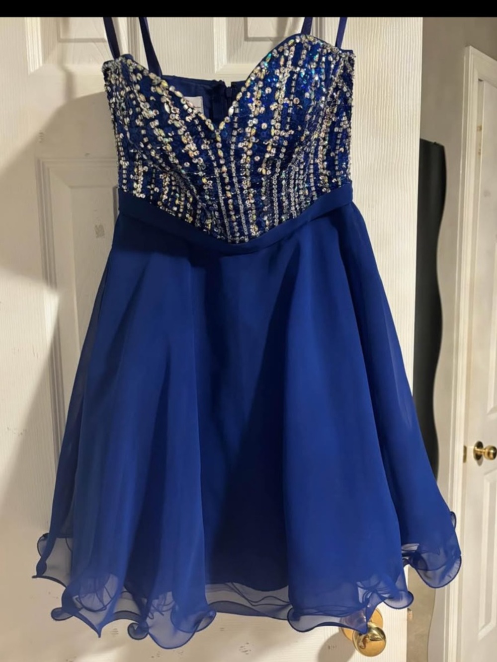 Grad Dress - Mori Lee Royal Blue Beaded Chiffon Party Dress